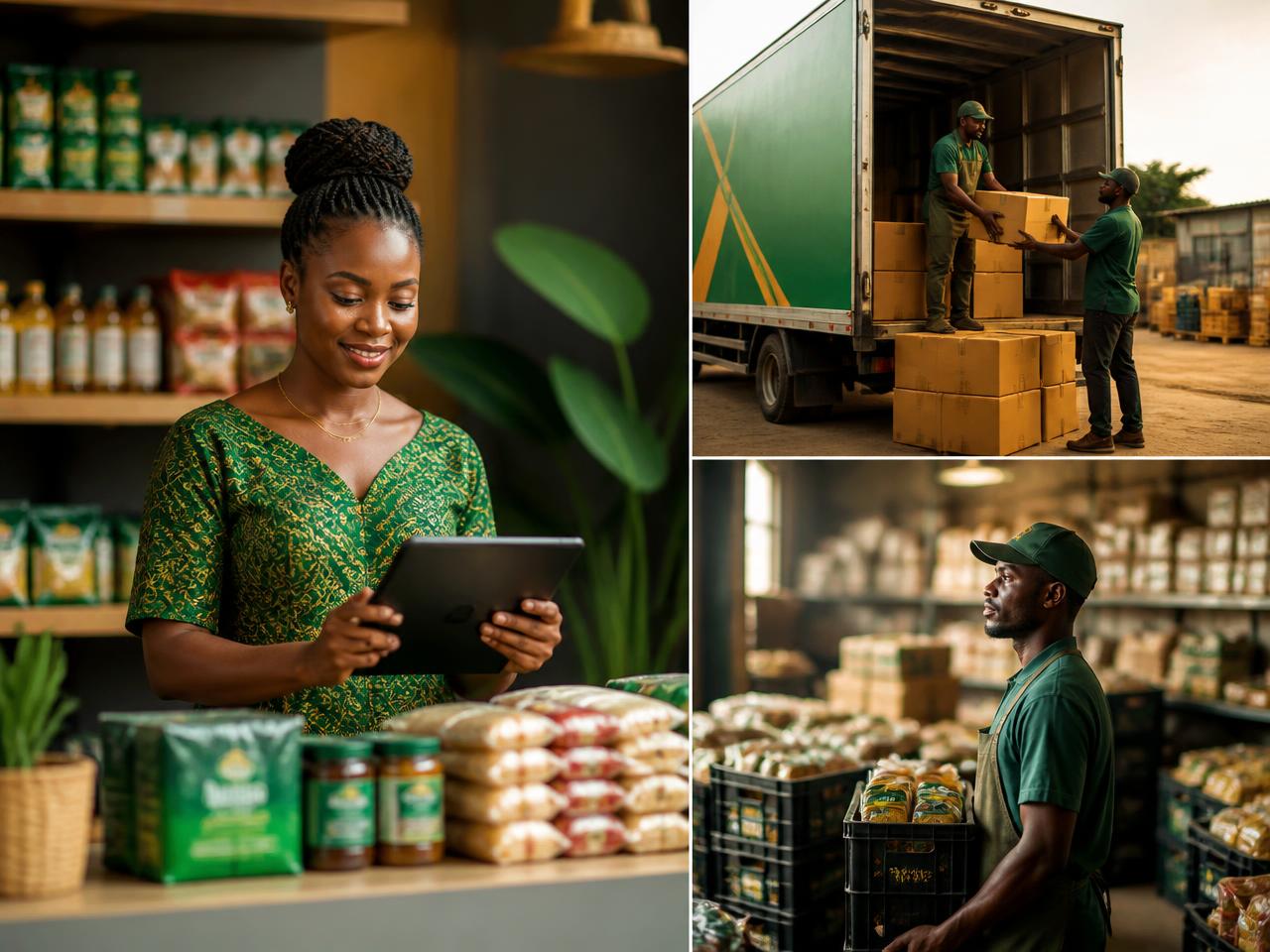 Kenyan shopkeeper, wholesale goods and a loaded delivery truck — commerce moving with Ziko